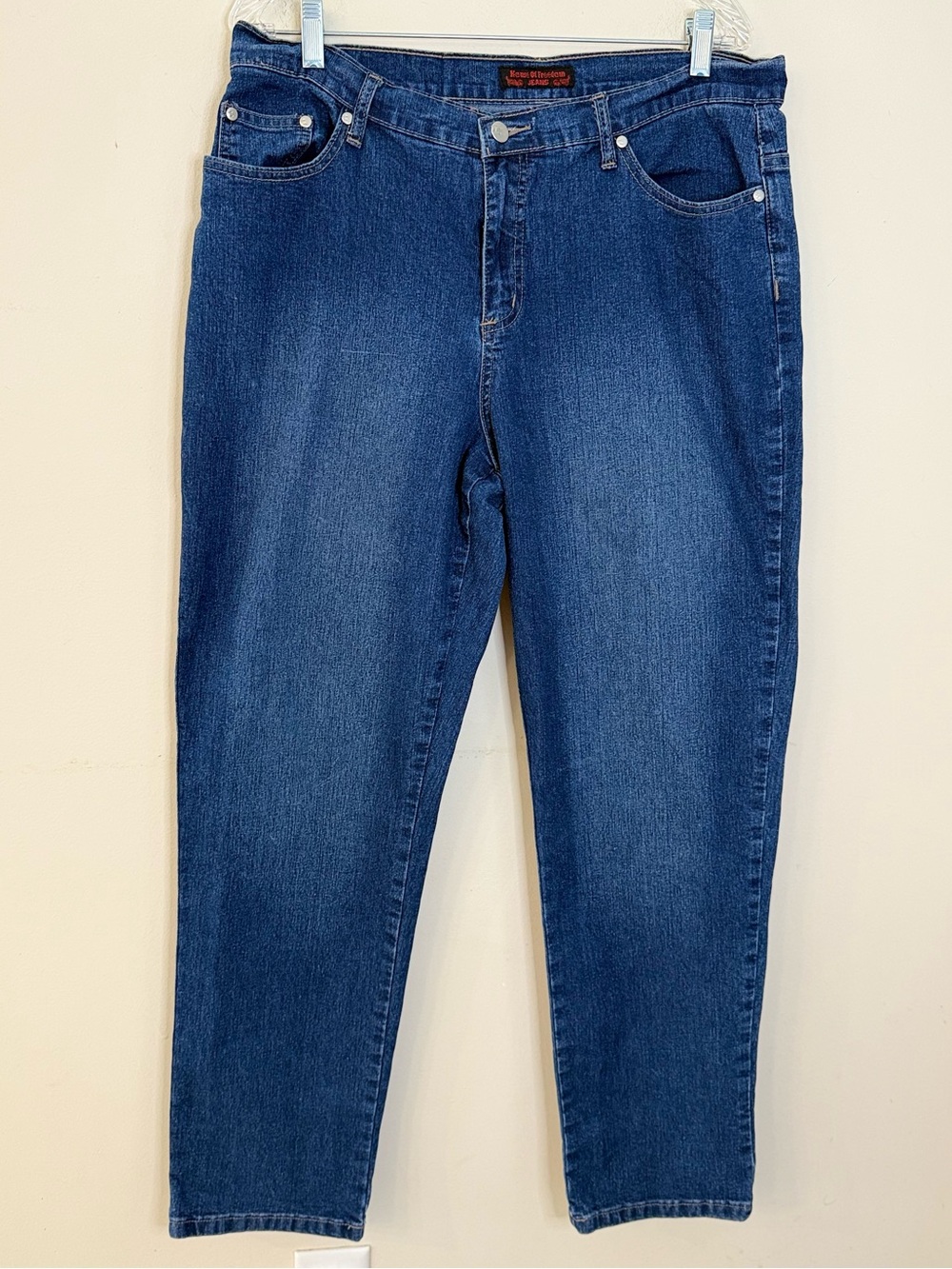House of Freedom medium wash embroidered ankle jeans stretchy plus SZ 16 ankle